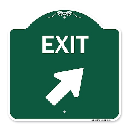 Designer Series Exit Exit With Right Arrow, Green & White Aluminum Architectural Sign